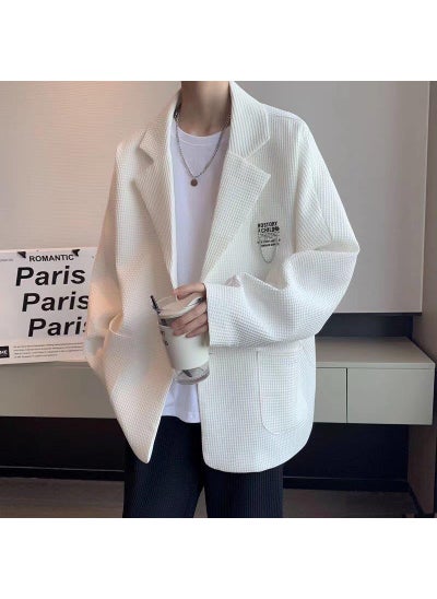 Buy Spring Autumn Trendy Casual Blazer Men White high-end in Saudi Arabia