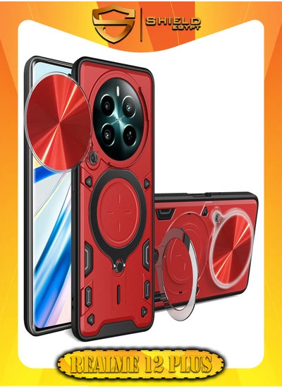 Buy SHIELD EGYPT For Realme 12 Plus Armored Camera Shield Cover Camera Lend Protection, Built-in 360° (Red) in Egypt