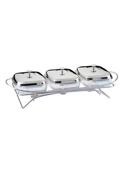 Buy Cuisine Art Alore Stainless Steel Food Warmer - 3 x 1.5-Liter Capacity - Triple Compact Food Warming Convenience in UAE