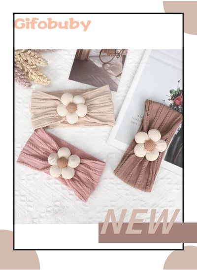 Buy 3 Pcs Baby Flower Headbands Baby Girls Headbands Soft Hairbands Hair Accessories for Newborn Infant Toddler Kids in UAE