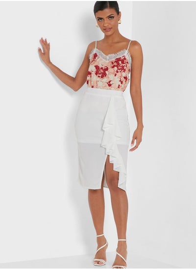 Buy Ruffle Detail Slit Skirt in UAE