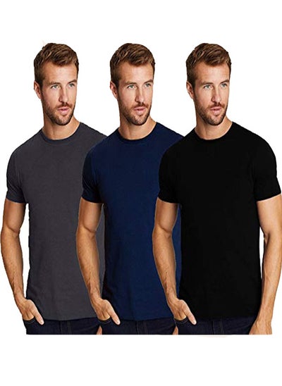 اشتري Half sleeve round neck T-shirt, 3 pieces في مصر