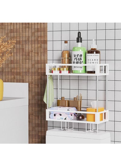 Buy 2-Tier Over Toilet Bathroom Organizer Bathroom Storage Over The Toilet Toilet Tank Basket Metal Over Toilet Organizer Toilet Storage Shelf Without Drilling 2-Tier Bathroom Shelf Over Toilet in Saudi Arabia