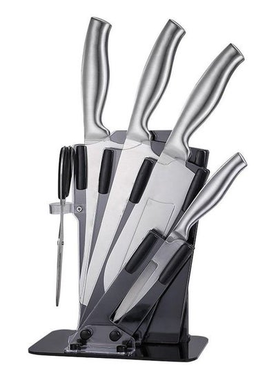 Buy 5-Piece Knives Set With Stand Silver/Black in Saudi Arabia