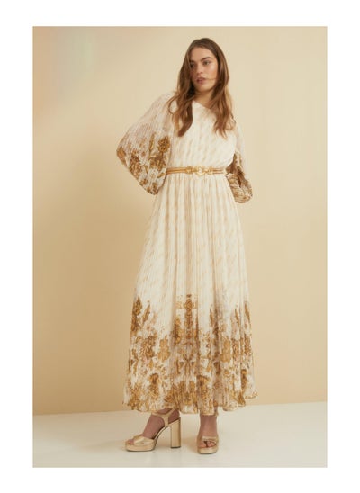 Buy Premium Paisley Boho Pleated Maxi Dress in UAE