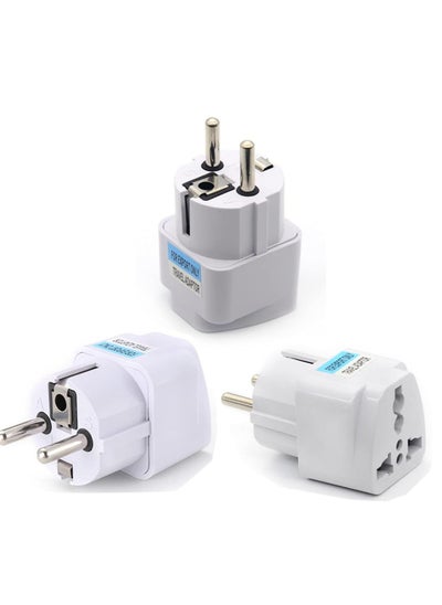 Buy PACK OF 3 Type E/F 2-Pin Grounded Plug Adapter Multi Travel Adapter Suchko To Universal Power Adapter UK/US/AU to EU Converter in UAE