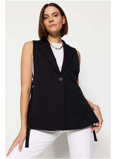 Buy Black Fitted Accessory Detailed Woven Vest TWOAW23YE00032 in Egypt