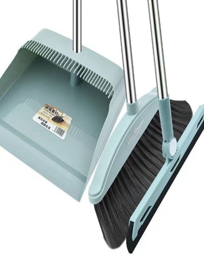 Buy Set of 3 Long Handle Broom Sweeper with Dust pan and Wiper in UAE