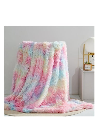 Buy Soft Long Plush Bed Cover Blanket Soft Faux Fur Bedspread Blankets Sofa Bedding Hotel Travel Warm Bedding Blanket in UAE