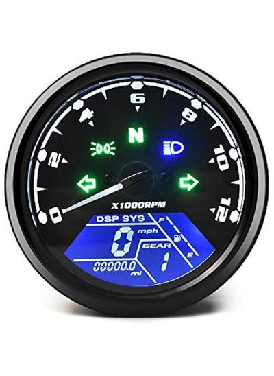 Buy Universal Motorcycle Speedometer with Multi-Function Display in Black Color in Saudi Arabia