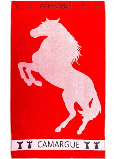 Buy Beach Towel Horse Print 170x90 cm-Red in Egypt