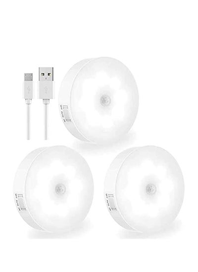 Buy 3-Pack Motion Sensor LED Night Light USB Rechargeable Energy-saving Intelligent Body Induction Lamp For Bedroom Washroom Stairs (3 PACKS) in UAE