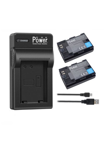 اشتري DMK Power بطاريتان LP-E6 LP-E6N 2300 مللي أمبير في الساعة وشاحن بطارية USB بفتحة واحدة متوافق مع كاميرات Canon EOS R 60D 70D 80D 5D II 5D III 5D IV 5Ds 6D 6D 5 في الامارات