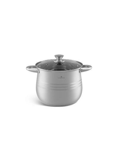 Buy EDENBERG Stainless Steel Stock Pot 5.5L | Glass Lid with Steam Vent | Suitable for Gas, Induction & Electric Hob | Food Heats up Quickly and Material Preserves Heat Long in UAE