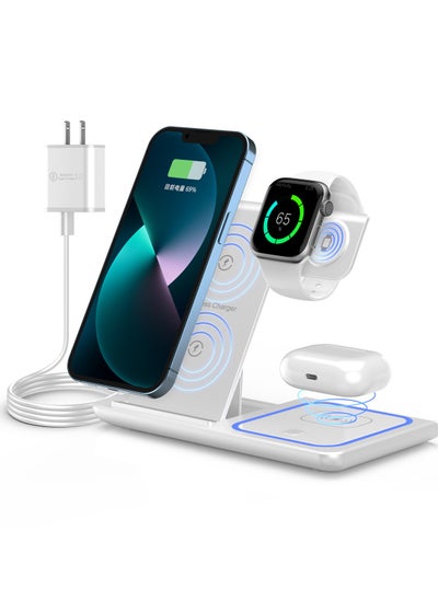 Buy Wireless Charger Stand  for iPhone Multiple Devices, Foldable 3 in 1 Fast Charging Stand Dock for  iPhone 14 13 12 11 Pro X Max XS XR 8 7 Plus 6s, Apple Watch Charger in Saudi Arabia