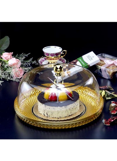 اشتري Acrylic Diamond Round Cake Set Gold 32.5 cm في الامارات