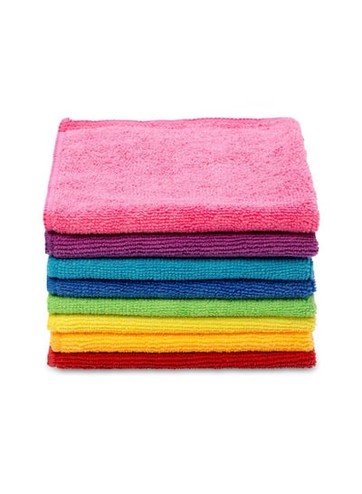 Buy Microfiber Colors All Purpose Wiping/Cleaning Cloth, 30x30 cm, Pack of 8 in UAE