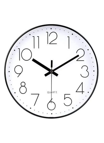 Buy Wall Clock, Silent Non Ticking Quality Quartz Battery Operated, Round Easy to Read, Silent Wall Clock for Bedrrom, Living Room, Kitchen, Office, School Home Decor (30cm, Black) in UAE