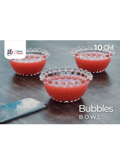 Buy 6-Piece Thermal Glass Jelly Bowls Set - Round Bubble Ramadan Dessert Dishes - Microwave & Dishwasher Safe in Egypt