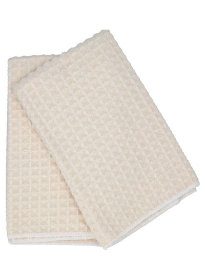 Buy Harman 2-Piece Jumbo Waffle Kitchen Towel Natural 40x48cm in Saudi Arabia