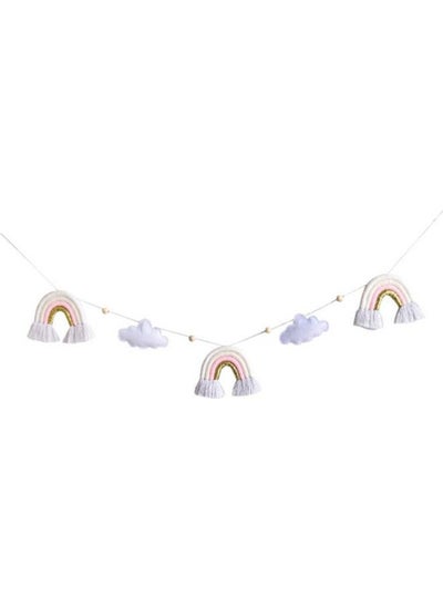 Buy 2-Piece Children's Room Cloud Shape Bead String Ornaments Pink/White 1.3meter in UAE