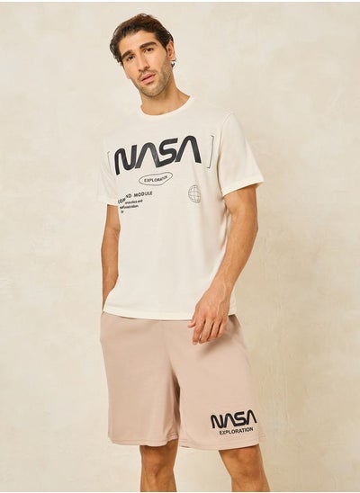 Buy NASA Logo Graphic T-Shirt & Shorts Set in Saudi Arabia