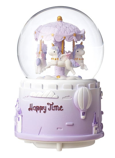 Buy Gift Music Box with Purple Carousel Crystal Ball Snow Globe Wrapped Carousel Horses Color Changing LED Lights Music Box for Mom Daughter Girls Mothers Daughter Day Birthday Gifts in Saudi Arabia