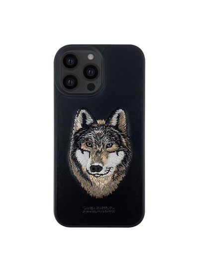 اشتري Savanna Series Genuine Leather Back Case Cover for Apple iPhone 14 Pro Max - Black Wolf في الامارات