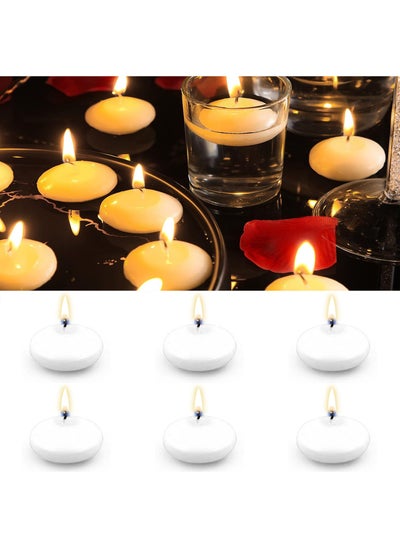 Buy 6 PCS Floating Candles, Red Unscented Dripless Wax Burning Candles 1.77 Inch Diameter Floating Candles Discs for Cylinder Vases, Weddings, Pool Party, Wedding, Holiday, Home Decor (White) in UAE