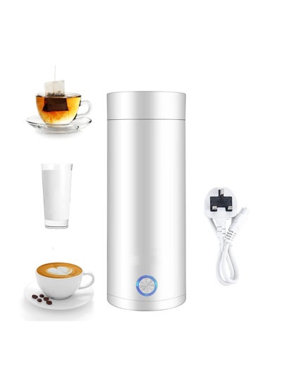 Buy Portable Electric Kettle, 400ml Travel Tea Kettle with Non-stick Coating Double Wall Water Boiler Bottle, Fast Boil and Auto Shut off Hot Water Heater, White in Saudi Arabia