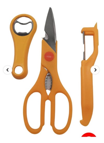 Buy Sharp Kitchen Scissors Premium Heavy Duty Cooking Shears Multi Purpose with kitchen peeler and bottle opener in UAE