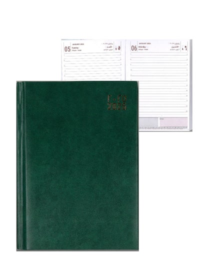 اشتري 2025 A5 Size Executive Diary With Sponge Vinyl Cover Green في الامارات