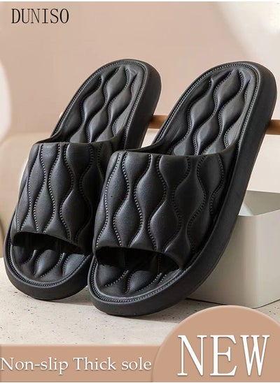 Buy Couple Slippers for Men and Women Quick Drying Slide Sandal with Thick Sole Non-Slip Soft Shower Slippers Open Toe Spa Bath Pool Gym House Sandals for Indoor & Outdoor in UAE