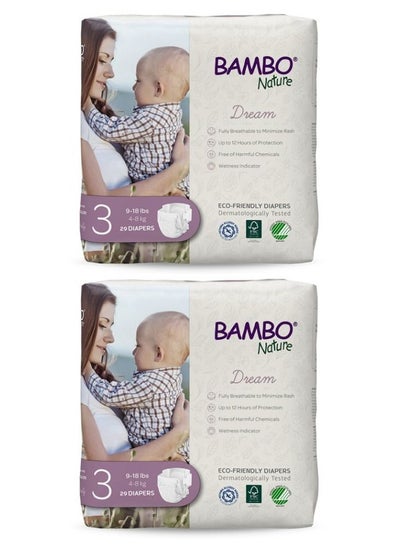 Buy Bambo Nature Eco Friendly Diaper Size 3, 4-8 Kg, 58counts (29 x 2) in UAE