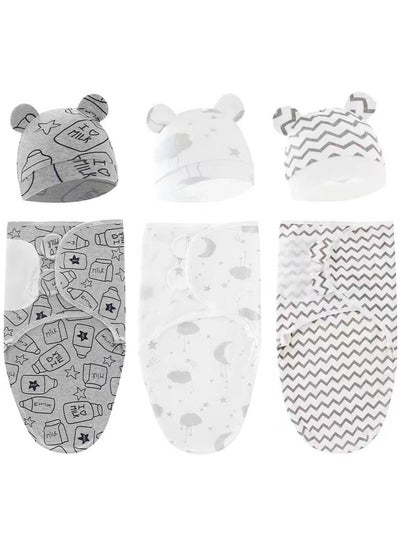 اشتري 3 Pack Swaddle Blankets for Baby Girls Boys, Adjustable Infant Newborn Swaddle Sack Baby Wraps Soft Cotton Swaddle Sack في الامارات