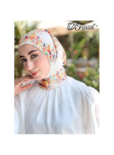 Buy Kuwaiti Bandana Hijab Turban: Stylish Cotton Satin Print with Anti-Rust Capsules - Style-7 in Egypt