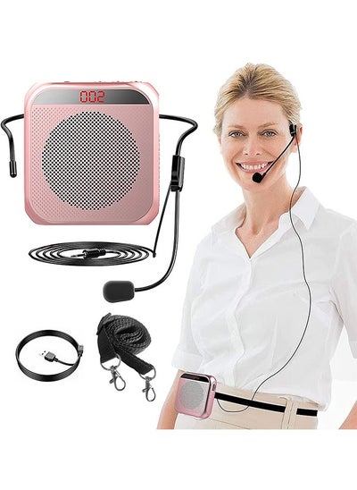 Buy Portable Voice Amplifier for Teachers, 2200mAh Rechargeable Personal Amplifier Mic, PA System Headset Microphone with Speaker for Teachers, Training, Meeting, Tour Guide, Yoga, Classroom (Rose Gold) in Saudi Arabia