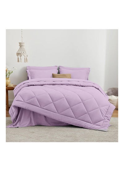 Buy Signoola Diamond Microfiber Heavy Comforter, 3.5 kg ,Set of 4 Piece (1 Comforter Blanket , 2 Pillow Cases , 1 Fitted sheet ), (180 cm x 240 cm), Super Soft Double Bed Blanket for Winter Mauve Color in Egypt