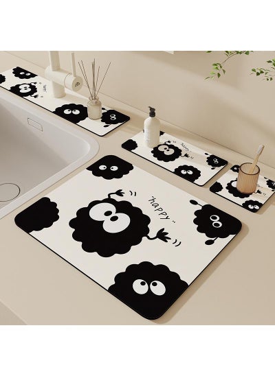 Buy Set Of 4 Cartoon Wash Basin Water Absorption Pad  Bathroom Countertop Faucet Drain Pad  Washbasin Sink Diatom Splash Proof Cup Mat in Saudi Arabia