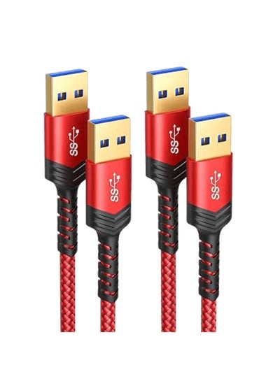 اشتري JSAUX USB to USB Cable, USB 3.0 A to A Male Cable 2 Pack(1m+2m) USB Male to Male Cable Double End USB Cord Compatible for Hard Drive Enclosures, DVD Player, Laptop Cooler and More (Red) في مصر