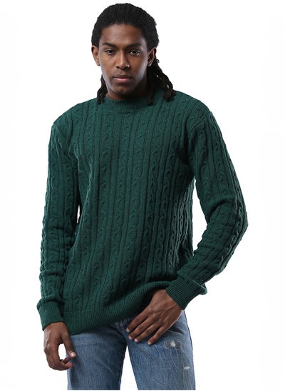 Buy Dark Green Acrylic Pullover with Regular Fit in Egypt