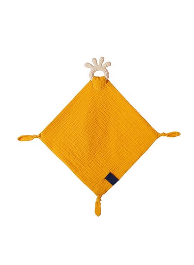 اشتري Soft Cotton Baby Appease Towel Comfortable Soothing Security Blanket with Teether Ring for Infants Toddlers في الامارات