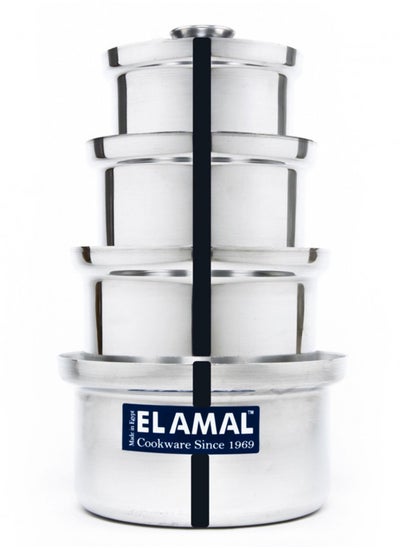 Buy Elamal Aluminum Pots Set Consisting of 4 Pots Egyptian Industry Size 12cm/14cm/16cm/18cm in Saudi Arabia