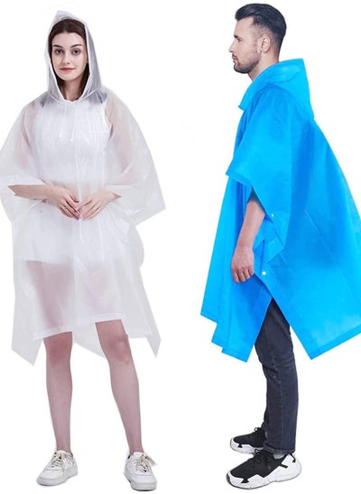 اشتري Adult Raincoat Poncho Portable EVA with Hood Reusable Coats Emergency Camping Survival Kits with Hoods and Sleeves Lightweight Jacket في الامارات