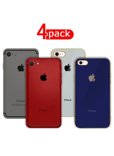 اشتري 4Pack for iPhone 8/7/SE 2022/SE 2020 Case Shockproof Hard PC Electroplated Ultra Thin Back Cover 4.7 inch في الامارات