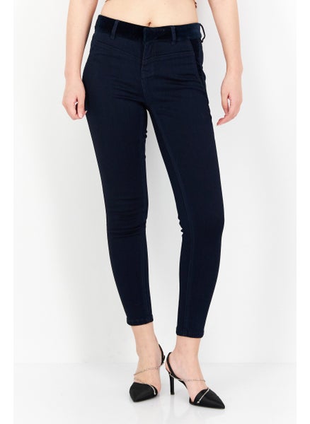 Buy Women Slim Fit Solid Stretchable Jeans, Navy Blue in UAE