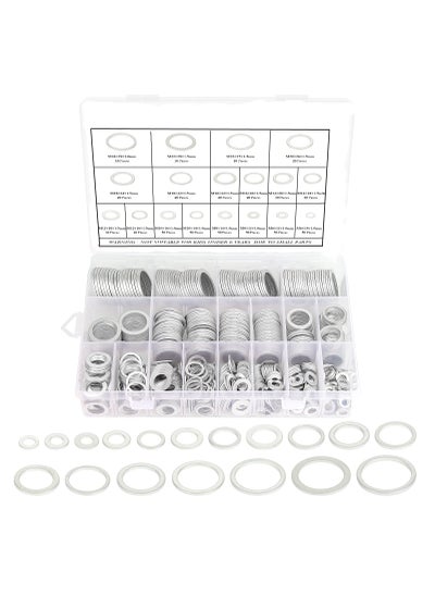 اشتري SYOSI 560 Pcs 18 Sizes Automotive Drain Plug Gaskets, Oil Crush Washers, Aluminum Flat Washers Assortment Kit (M6 M8 M10 M12 M14 M16 M18 M20 M22 M24) في السعودية