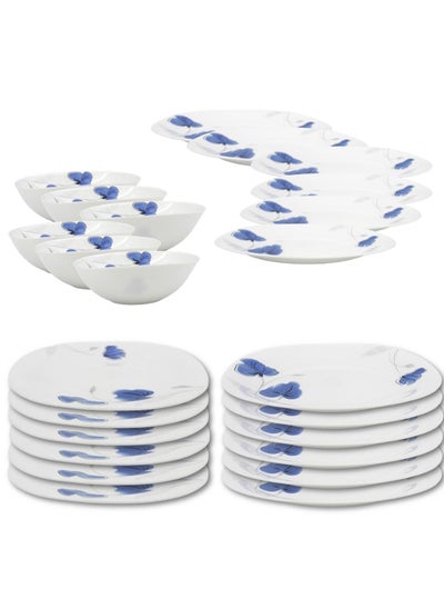 اشتري Danny home Dinnerware Set 24 Piece Opalware 6 Dinner plate 6 Dessert plate 6 Soup plate 6 Bowl Dishwasher safe Microwave Safe في الامارات