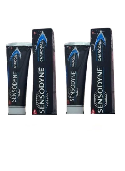 Buy 2 Piece Set Charcoal Fluoride Whitening Toothpaste 100 ml in Saudi Arabia