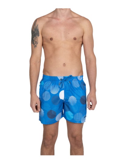 Buy Timo Adam Blue Cicrle-Pattern Swimming Shorts| Men's Swimming Trunks Beachwear | Quick Dry Beach Pants | Gym Wear Fitness Workout Short in UAE